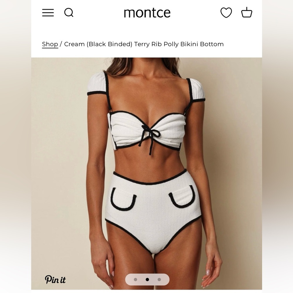 Montce Cream and Black Terry Rib Bikini